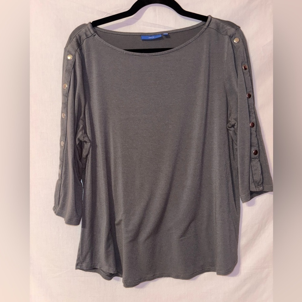 Apt. 9 Charcoal Button-Sleeve Blouse
